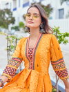 Orange Colour Rayon Print Gown Collection Wholesale Clothing Distributors In India Aaradhna 2032